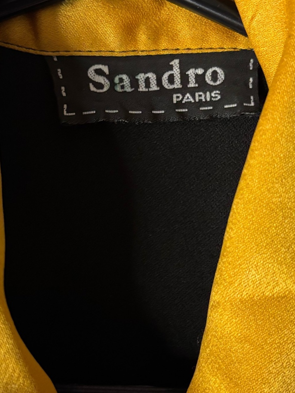 Sandro Black and Gold Satin Button-Down Blouse - Picture 3 of 9